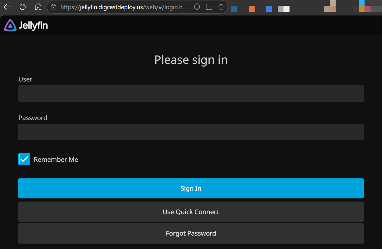 Trang đăng nhập Jellyfin - Jellyfin sign-in page